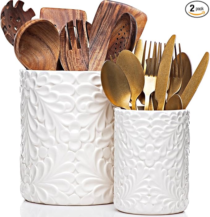 Large 7354 Engraved Ceramic Utensil Holder